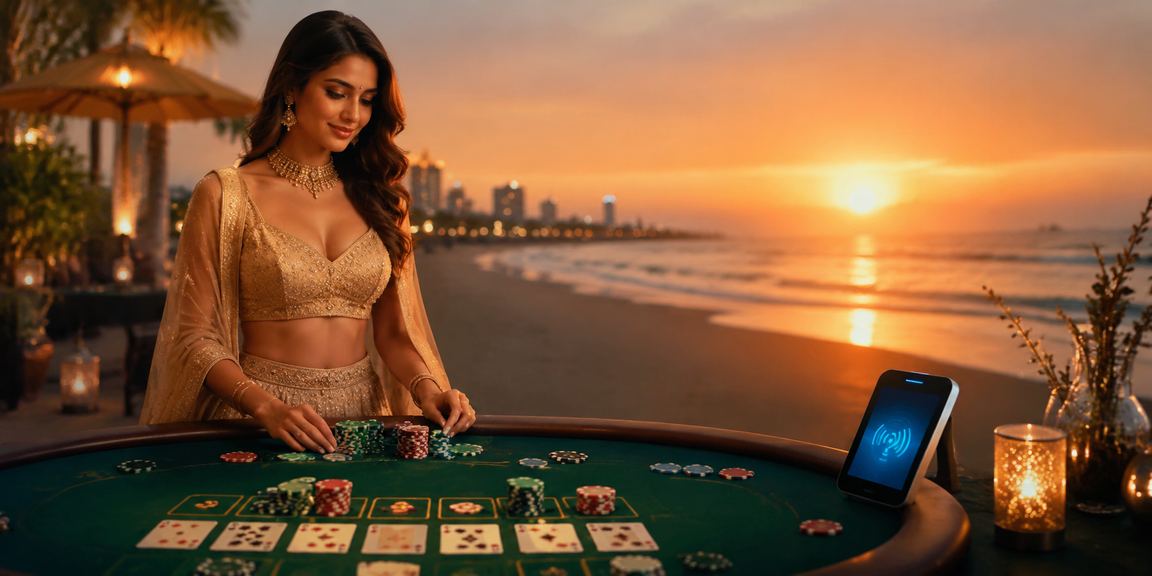 Person playing slots on mobile phone in India